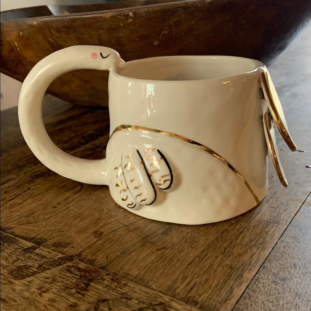 Anthropologie Rare Fauna Fete Swan Mug with Gold Details - Picture 3 of 10